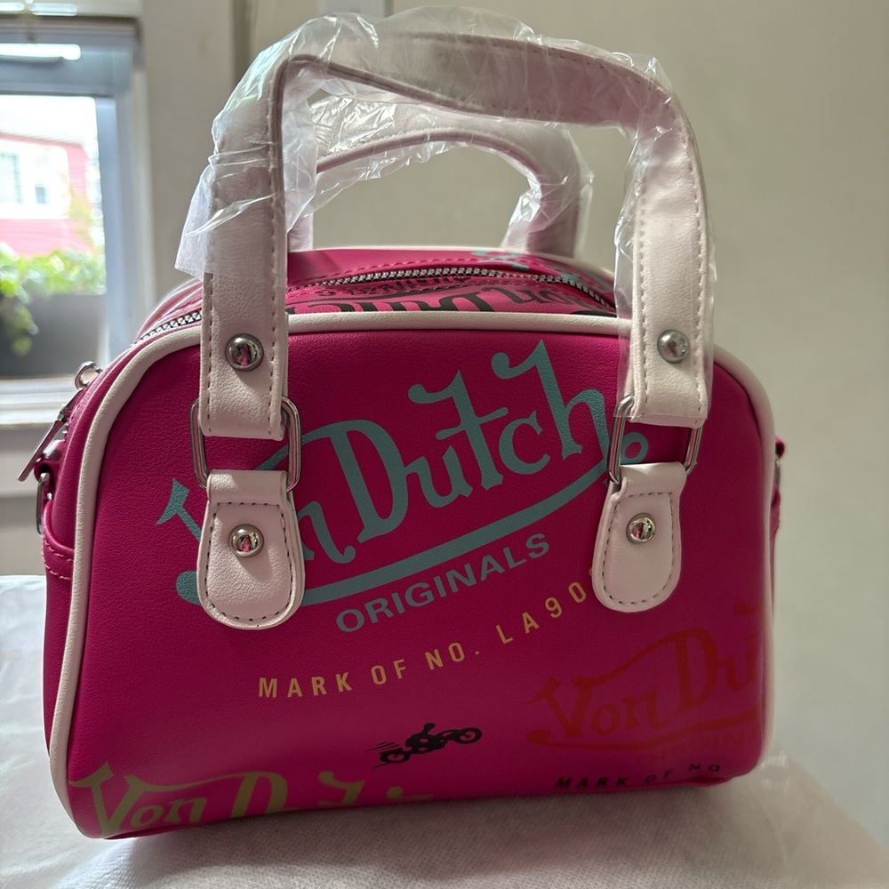 Von Dutch Fuchsia and Cream Mini Bag